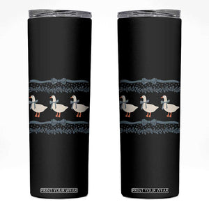 Country Goose 80s Skinny Tumbler 1980s Geese Blue Bowed Mama Goose TS02 Black Print Your Wear