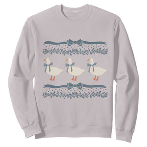 Country Goose 80s Sweatshirt 1980s Geese Blue Bowed Mama Goose TS02 Ice Gray Print Your Wear