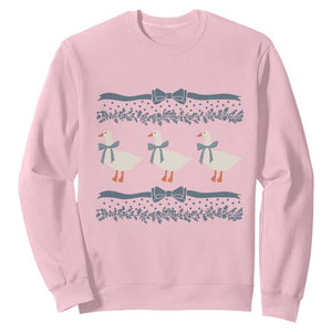 Country Goose 80s Sweatshirt 1980s Geese Blue Bowed Mama Goose TS02 Light Pink Print Your Wear