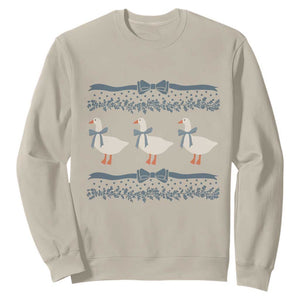 Country Goose 80s Sweatshirt 1980s Geese Blue Bowed Mama Goose TS02 Sand Print Your Wear