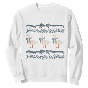 Country Goose 80s Sweatshirt 1980s Geese Blue Bowed Mama Goose TS02 White Print Your Wear