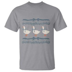 Country Goose 80s T Shirt 1980s Geese Blue Bowed Mama Goose TS02 Sport Gray Print Your Wear