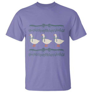 Country Goose 80s T Shirt 1980s Geese Blue Bowed Mama Goose TS02 Violet Print Your Wear