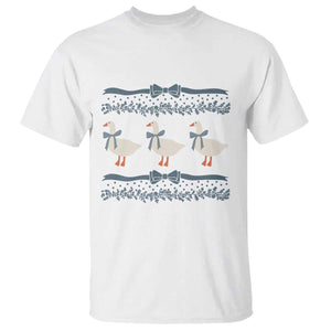 Country Goose 80s T Shirt 1980s Geese Blue Bowed Mama Goose TS02 White Print Your Wear