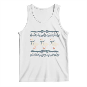 Country Goose 80s Tank Top 1980s Geese Blue Bowed Mama Goose TS02 White Print Your Wear