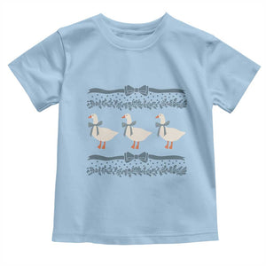 Country Goose 80s Toddler T Shirt 1980s Geese Blue Bowed Mama Goose TS02 Light Blue Print Your Wear