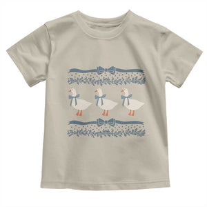 Country Goose 80s Toddler T Shirt 1980s Geese Blue Bowed Mama Goose TS02 Sand Print Your Wear
