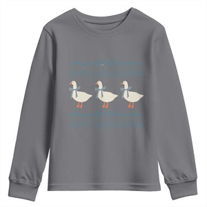 Country Goose 80s Youth Sweatshirt 1980s Geese Blue Bowed Mama Goose TS02 Charcoal Print Your Wear