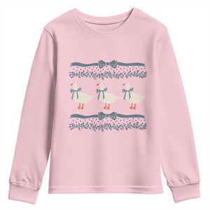 Country Goose 80s Youth Sweatshirt 1980s Geese Blue Bowed Mama Goose TS02 Light Pink Print Your Wear