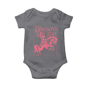 Cowboys Cry Too Baby Onesie Western Rodeo Cowgirl Cowboy Aesthetic Pink TS02 Charcoal Print Your Wear
