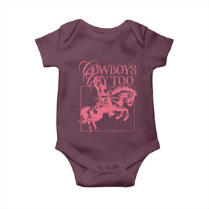 Cowboys Cry Too Baby Onesie Western Rodeo Cowgirl Cowboy Aesthetic Pink TS02 Maroon Print Your Wear