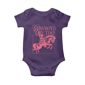 Cowboys Cry Too Baby Onesie Western Rodeo Cowgirl Cowboy Aesthetic Pink TS02 Purple Print Your Wear