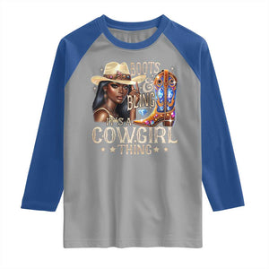 Cowgirl Raglan Shirt Boots & Bling Its A Cowgirl Thing Melanin Rodeo TS10 Sport Gray Royal Print Your Wear