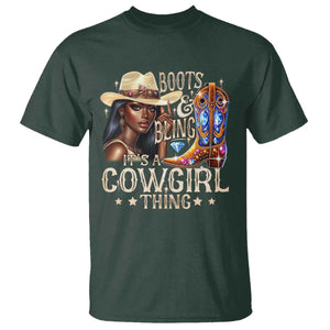 Cowgirl T Shirt Boots & Bling Its A Cowgirl Thing Melanin Rodeo TS10 Dark Forest Green Print Your Wear