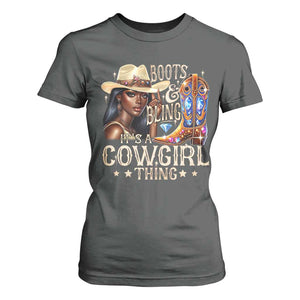 Cowgirl T Shirt For Women Boots & Bling Its A Cowgirl Thing Melanin Rodeo TS10 Dark Heather Print Your Wear
