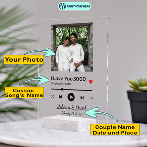 Custom Favorite Song Plaque - Personalized Photo Anniversary Valentine Couples Gift Acrylic Plaque CTM02 Custom - Printyourwear