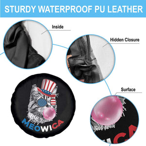 Cute American Patriotic Cat Spare Tire Cover Meowica Bubblegum 4th of July For Pet Lover TS02 Print Your Wear