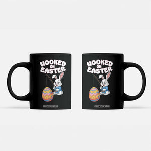 Cute Bunny Fishing Coffee Mug Hooked for Easter Eggs Funny Holiday TS02 Black Print Your Wear
