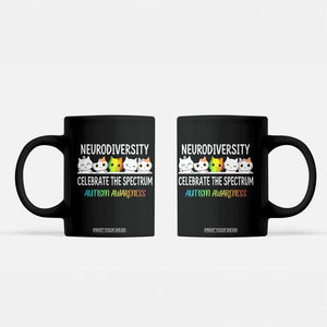 Cute Cats Autism Embrace Coffee Mug Neurodiversity Celebrate The Spectrum TS02 Black Print Your Wear