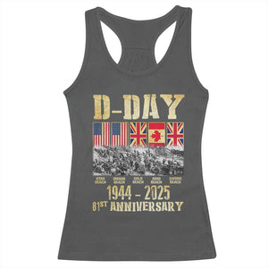 D Day 81st Anniversary Honor History Normandy WWII Racerback Tank Top TS11 Dark Heather Print Your Wear