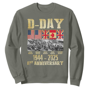 D Day 81st Anniversary Honor History Normandy WWII Sweatshirt TS11 Military Green Print Your Wear