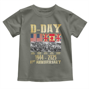 D Day 81st Anniversary Honor History Normandy WWII Toddler T Shirt TS11 Military Green Print Your Wear