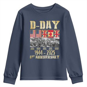 D Day 81st Anniversary Honor History Normandy WWII Youth Sweatshirt TS11 Navy Print Your Wear