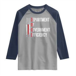 DOGE Department Of Government Efficiency Raglan Shirt D.O.G.E. Partiotic US Flag TS10 Sport Gray Navy Print Your Wear