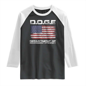 DOGE Department of Government Efficiency US Flag Raglan Shirt TS10 Black White Print Your Wear