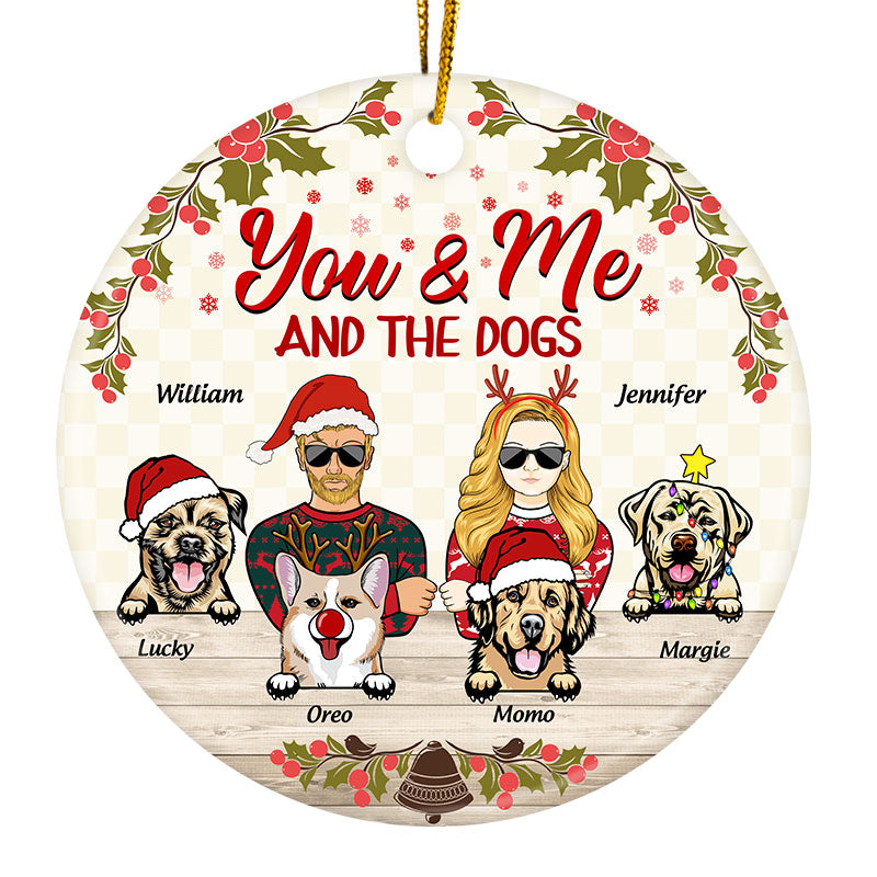 Personalized Jeep Christmas Ornaments You Me and The Dogs Circle Ceramic CTM Ornament Custom - Printyourwear