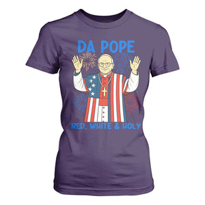 Da Pope Funny 4th of July T Shirt For Women Red White and Holy Patriotic Catholic TS02 Purple Print Your Wear