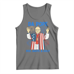 Da Pope Funny 4th of July Tank Top Red White and Holy Patriotic Catholic TS02 Black Heather Print Your Wear