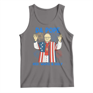 Da Pope Funny 4th of July Tank Top Red White and Holy Patriotic Catholic TS02 Deep Heather Print Your Wear