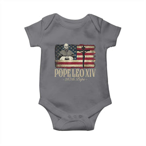 Da Pope Leo XIV Baby Onesie From America Chicago USA Flag Cross TS10 Charcoal Print Your Wear