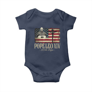 Da Pope Leo XIV Baby Onesie From America Chicago USA Flag Cross TS10 Navy Print Your Wear