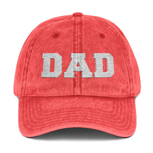 Dad Embroidered Vintage Baseball Cap – Distressed Hat for Father’s Day TS02 Classic Cap Universal Fit Red Printyourwear