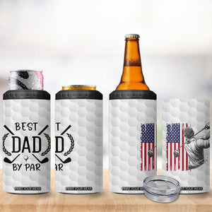 Dad Golf 4 in 1 Can Cooler Tumbler Best Dad By Par Golfing Golfer American Flag Fathers Day TB10 Print Your Wear