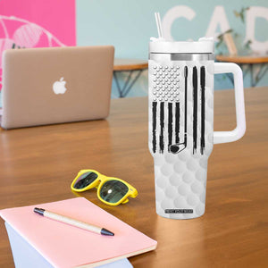 Dad Golf Tumbler With Handle Best Dad By Par Golf Ball Texture American Flag TB10 Print Your Wear