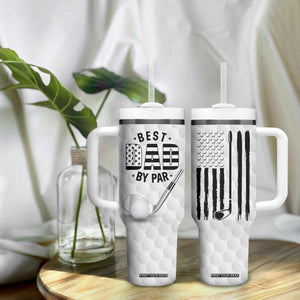 Dad Golf Tumbler With Handle Best Dad By Par Golf Ball Texture American Flag TB10 Print Your Wear