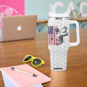 Dad Golf Tumbler With Handle Best Dad By Par Golfing Golfer American Flag Fathers Day TB10 Print Your Wear
