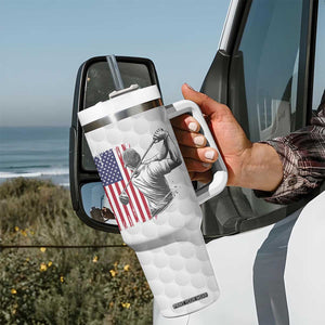Dad Golf Tumbler With Handle Best Dad By Par Golfing Golfer American Flag Fathers Day TB10 Print Your Wear