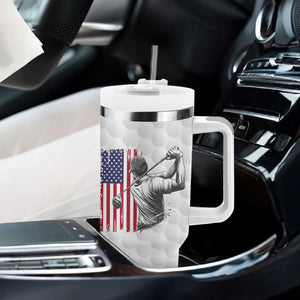 Dad Golf Tumbler With Handle Best Dad By Par Golfing Golfer American Flag Fathers Day TB10 Print Your Wear