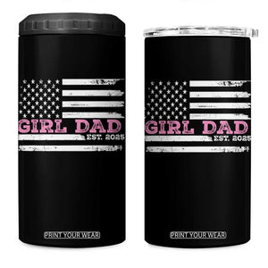 Dad Of Girl Est. 2025 4 in 1 Can Cooler Tumbler Father Girl To Be 2025 Daddy Fathers Day USA Flag TS10 One Size: 16 oz Black Print Your Wear