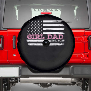 Dad Of Girl Est. 2025 Spare Tire Cover Father Girl To Be 2025 Daddy Fathers Day USA Flag TS10 Black Print Your Wear