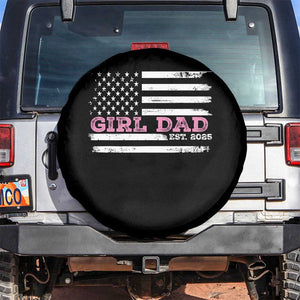 Dad Of Girl Est. 2025 Spare Tire Cover Father Girl To Be 2025 Daddy Fathers Day USA Flag TS10 No hole Black Print Your Wear
