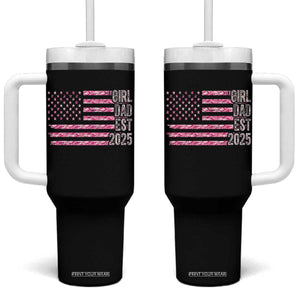 Dad Of Girl Est. 2025 Tumbler With Handle Father Girl To Be 2025 Daddy Camouflage Camo Flag TS10 One Size: 40 oz Black Print Your Wear