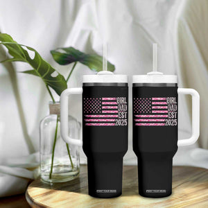 Dad Of Girl Est. 2025 Tumbler With Handle Father Girl To Be 2025 Daddy Camouflage Camo Flag TS10 Print Your Wear