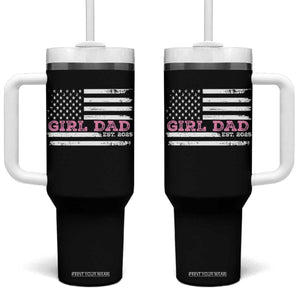 Dad Of Girl Est. 2025 Tumbler With Handle Father Girl To Be 2025 Daddy Fathers Day USA Flag TS10 One Size: 40 oz Black Print Your Wear