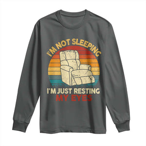 Dad Papa Grandpa Jokes Long Sleeve Shirt I'm Not Sleeping I'm Just Resting My Eyes TS10 Dark Heather Print Your Wear