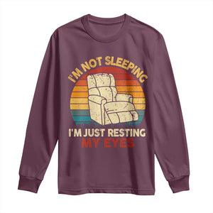 Dad Papa Grandpa Jokes Long Sleeve Shirt I'm Not Sleeping I'm Just Resting My Eyes TS10 Maroon Print Your Wear